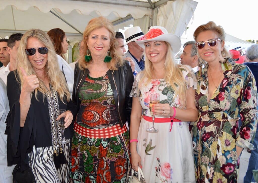 Left: Isabel de Borbon, Kristina Szekely, Annik Urm and DJ Lola at Costa del Sol Beach Polo Cup at Kempinski Hotel Bahia Estepona May 19, 2018