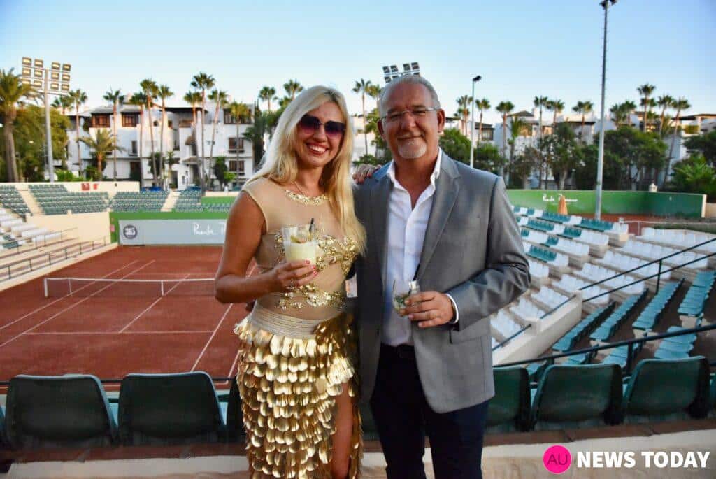 Annika Urm and Mr. Alberto Muñoz General Manager of Puente Romano Hotel at the World Vision Gala at Puente Romano Tennis Club Marbella 2019


