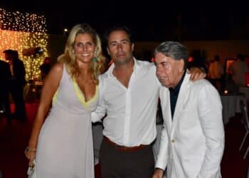 Ms.Nadine Nounou Shamoon and Mr. Daniel Shamoon, Tennis Legend Manolo Santana World Vision Gala Marbella 2019