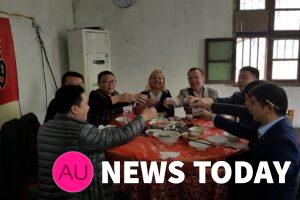 Home made Dinner at Bitcoin mining with traditional tea drinking and wine.