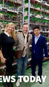 In Bitcoin Mining with our business partner. Left: Miss Annika Urm, Mr Veiko Huuse and Mr Jin Wang